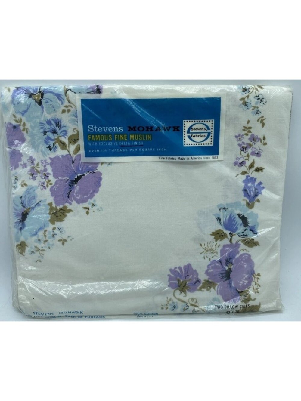 Stevens Utica Mohawk 2 Pillowcases Queen Marie Pattern Floral Cotton USA Made